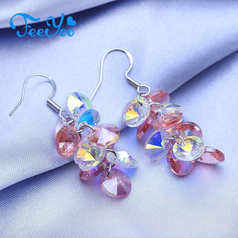 

FEEYOO длинные серьги для женщин, модные блестящие серьги, ювелирные изделия, свадебные серьги