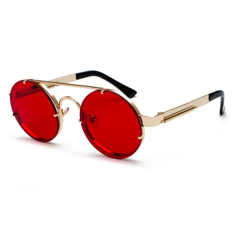 Metal Round Steampunk Rimless Sunglasses