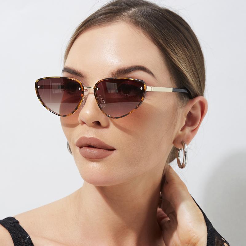 Fashion Metal Cat Eye Sunglasses Women Men UV400 Punk Trendy Black Designer Eyewear Cateye Brand Sun Glasses