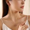 4 Piece Set Women Oil Dripping Love Highend Feeling Diamond Studded Fashionable Peach Heart Ring Earring Necklace Set Accessorie