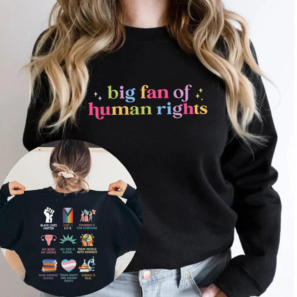 Großer Fan von Menschenrechten Sweatshirt Gleichheit Soziale Gerechtigkeit Hoodie Unisex Langarm-Sweatshirts Politischer Protest Aktivisten Geschenk M schwarz