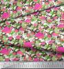 Soimoi Japan Crepe Satin Fabric Camouflage Texture & Flamingo Bird Printed Craft Fabric by the Metre 42 Inch