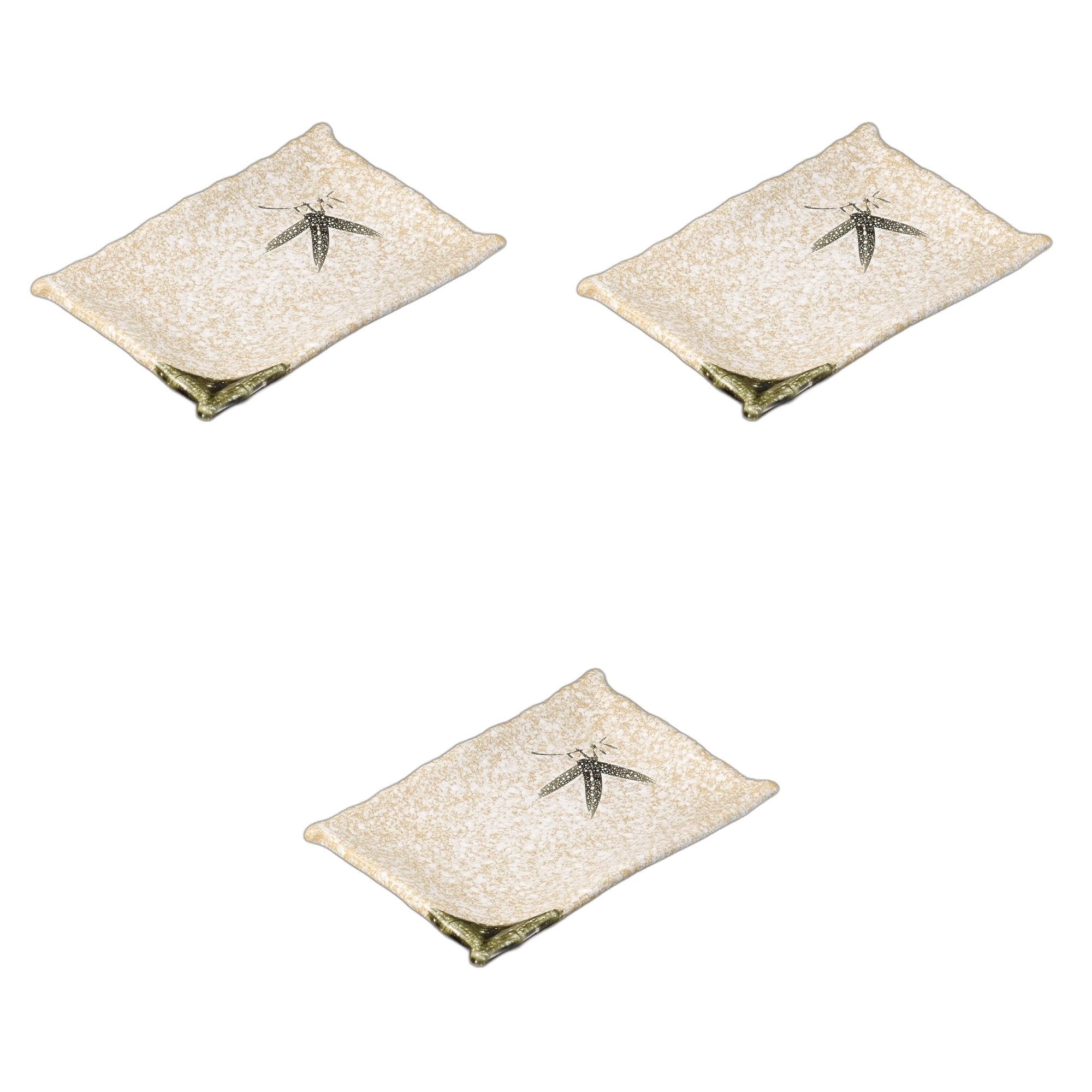 

Set of 3 Oribe Ceramic Plates x 12 x Setomonohonpo Stone-Grilled 7.0 [17 2.5 cm]