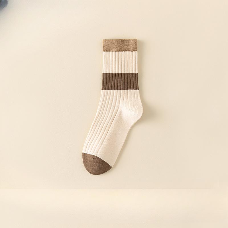 5 Pairs of Female Spring and Autumn Cotton Thin Style Sweat Absorbent Boneless Tube Stack Socks