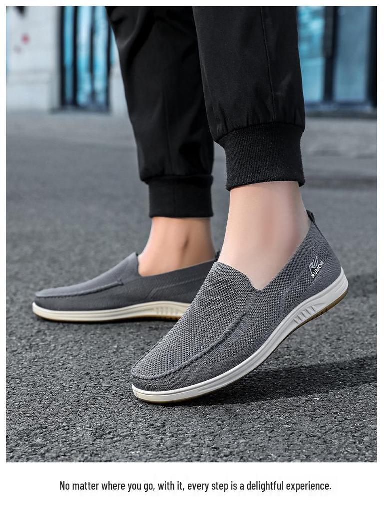 Men's Casual Fly-Knit Slip-On Mesh Shoes - Breathable and Odor-Resistant