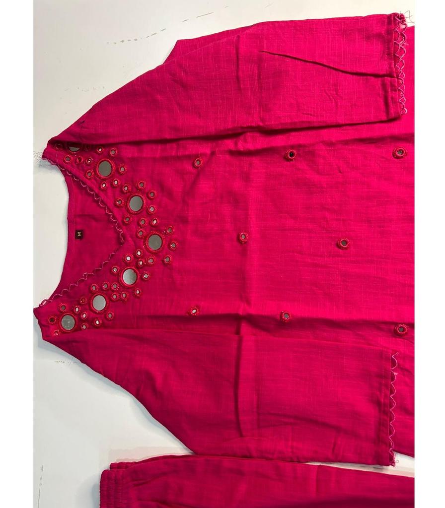 Set da donna in cotone slub di design con Kurta, Pantalone e Dupatta, Indiano Bollywood Top Tunica Kurti Salwar Suit