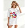 Black Oversized T Shirt Love Heart And Flower Print Graphic Tee For Casual Wear And Everyday Style