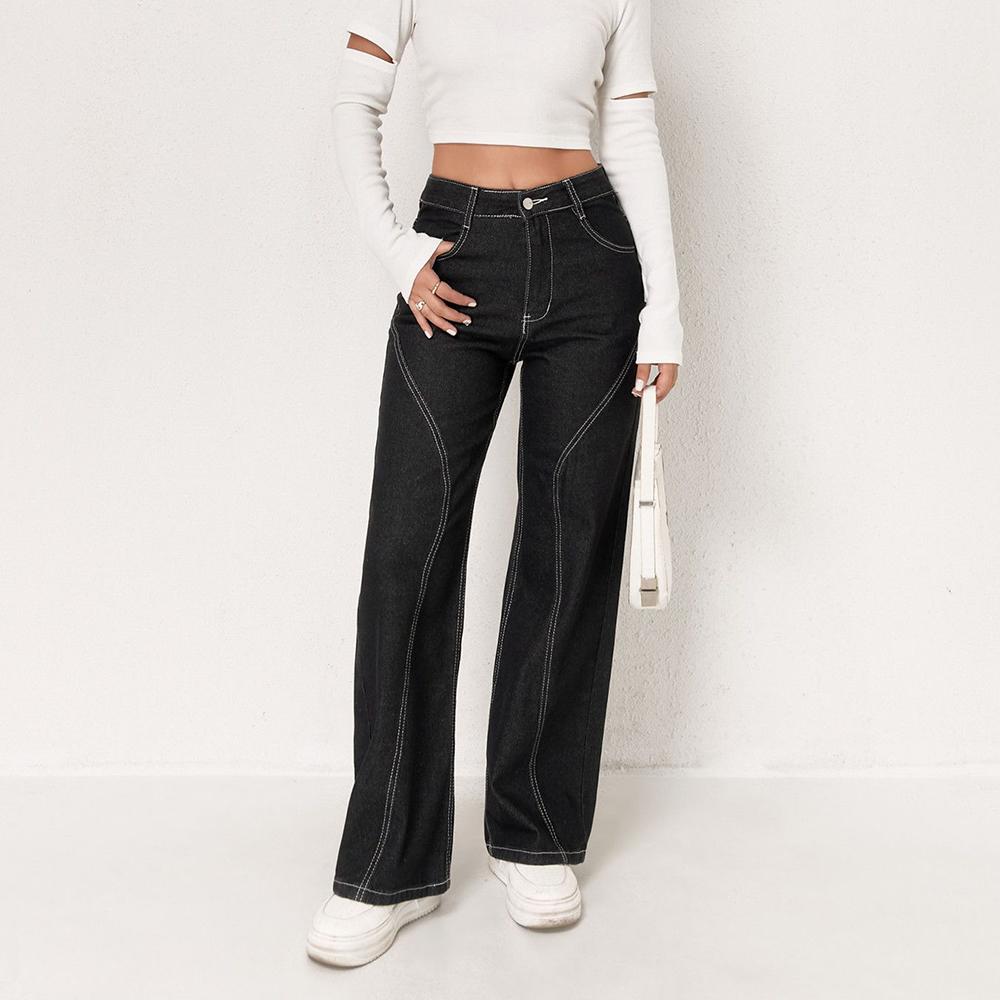 PUFFANPOP Women's Wide Leg Jeans High Waisted Denim Pants Loose Straight Jeans Y2K Jeans
