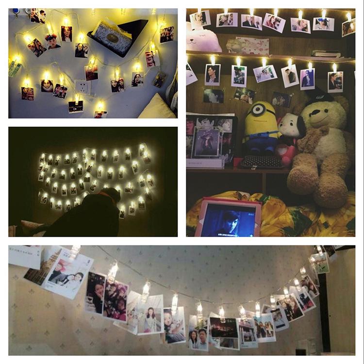 LED Photo Wall Clips Battery & USB String Lights for Holiday & Dorm Decor