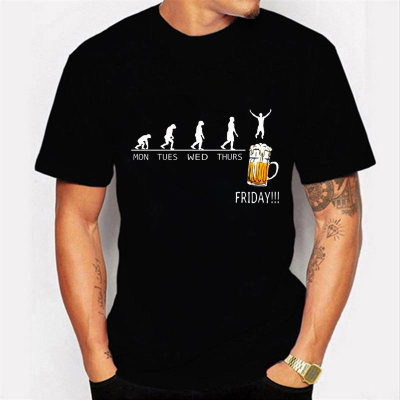 Summer Printed Beer Day Funny Graphic Letters Casual Round Neck Plus Size Pure Cotton Short Sleeved Top T-Shirts Men’s