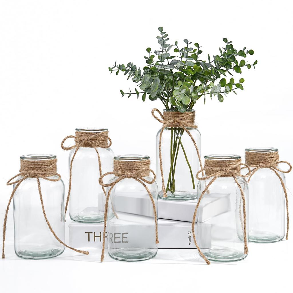 Nordic Style Clear Glass Vases Flower Bottles Retro Plant Jars for Home Desktop Wedding Decorative Flower Arrangement