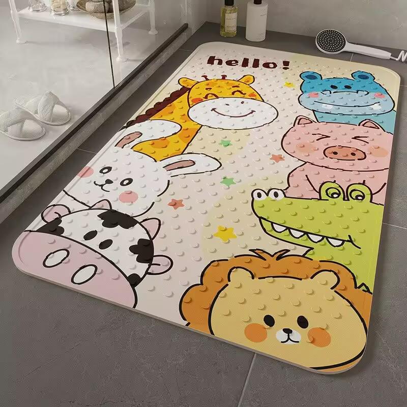 Non-Slip Cartoon Bathroom Mat - Waterproof Bath, Shower, & Toilet Floor Pad