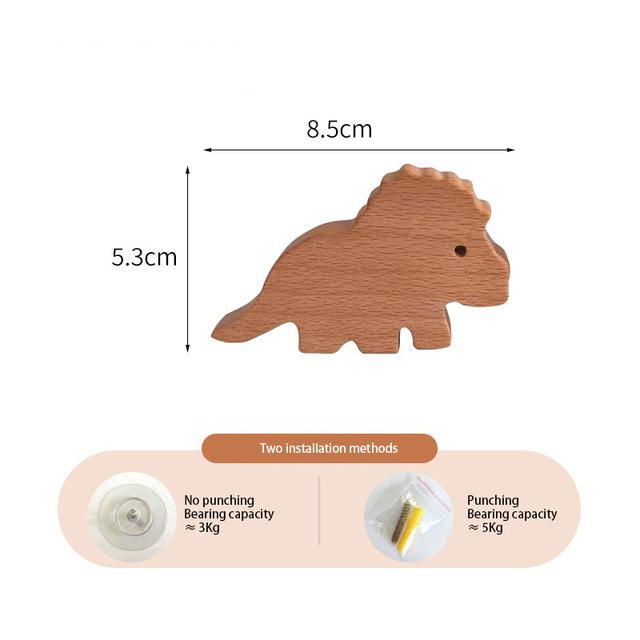1pcs New Wooden Hook Creative Nordic Cute Animal Hook Wall Hanging Coat Hook Home Decoration Solid Wood Hook Kitchen Accessories