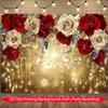 2D Gold Glitter Floral Background, Red White Rose Bokeh for Wedding Birthday Party Decor Banner