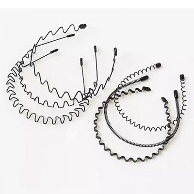 Men's and Women's Lightweight Wire Headband Black 6-Piece Set 1p Hairband Athletic Headband Wavy Headband