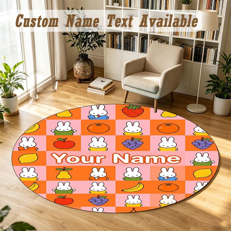 Round Rug Custom NameMiffy Pattern Non Slip Carpet Home Floor Decor