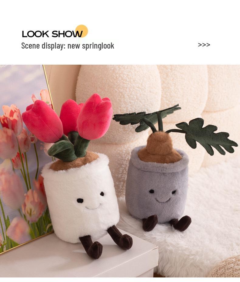 Stil JC Lalea Coadă de Tigru Monstera & Orhidee în Ghiveci Jucărie de Pluș Decor de Interior