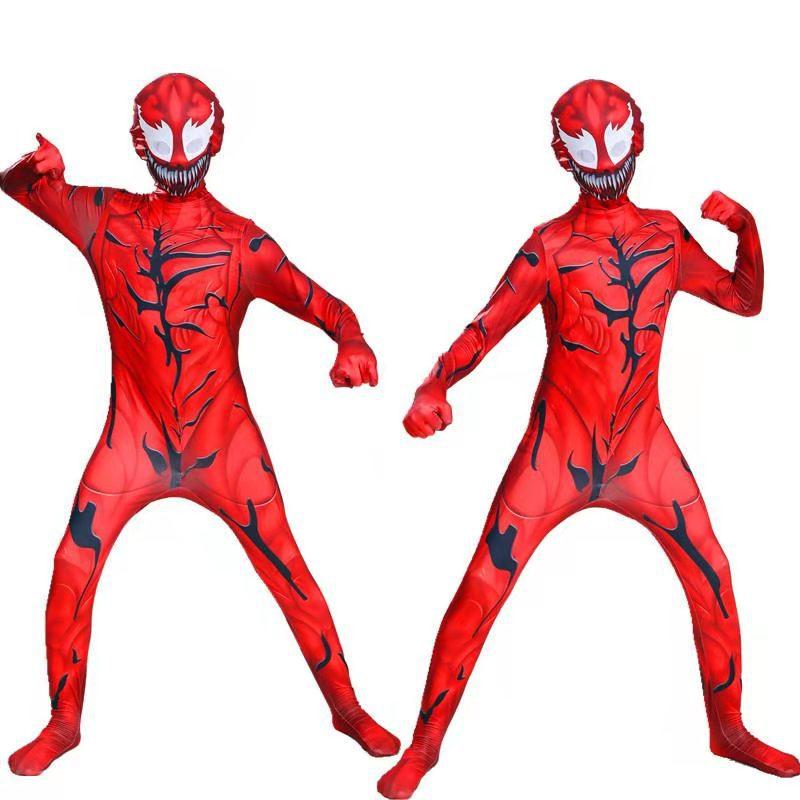 Halloween cos venom 2 massacre begins red venom onesie tights costume spiderman costume hero