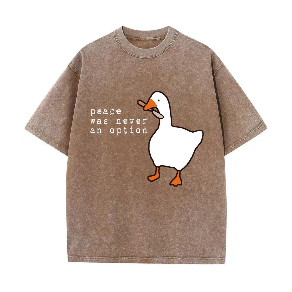 Mír nikdy nebyl možností Retro prané vintage tričko s potiskem Vtipné oversized topy Harajuku Klobouk Šňůrka Tričko