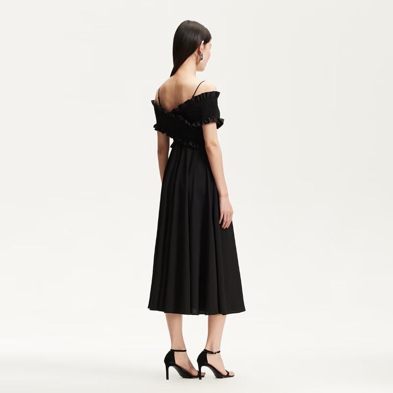 VEROMODA 2025 Summer Cross-Over Pleated Sleeveless Little Black Midi Dress