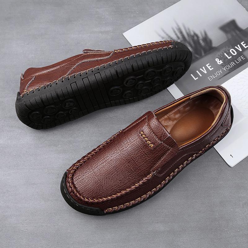 Summer Men's Shoes Men's Comfortable Breathable Walking Flat Men Shoes Large Men's Leather Shoes