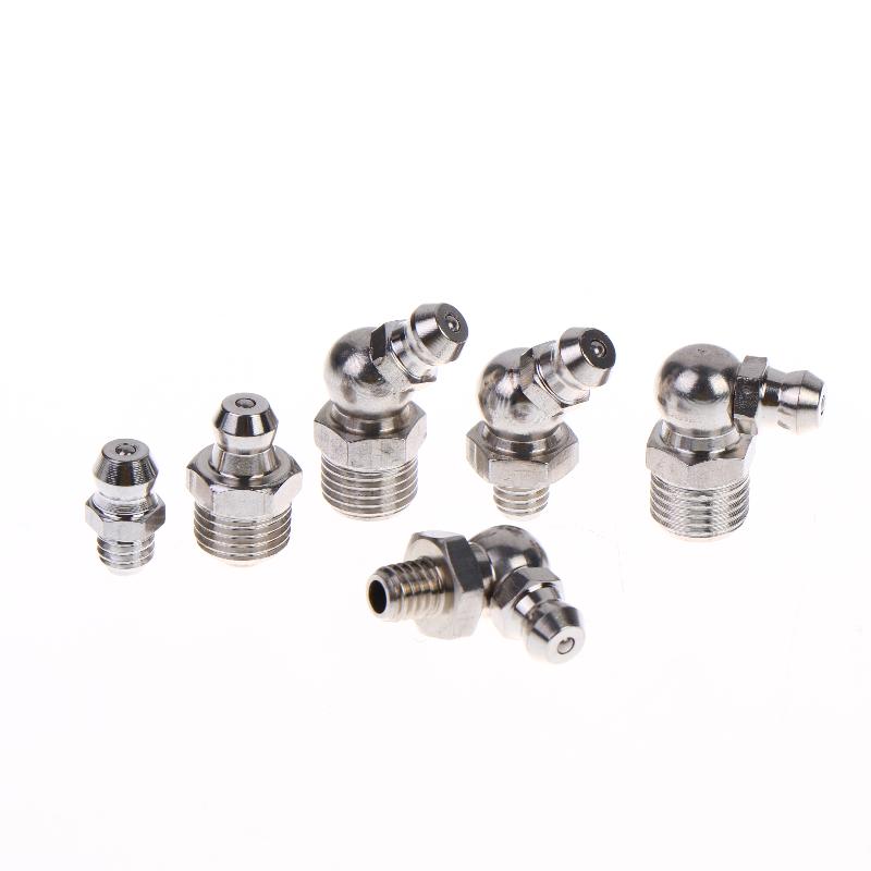 5/10Pcs Ss201 Ss304 Metric External Thread Straight Elbow Type Grease Nipple For Grease Gun Stainless Steel Grease Nipple