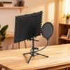 Studio Microphone Isolation Shield with Pop Filter and Tripod Stand, Foldable Adjustable Recording Studio Equipment