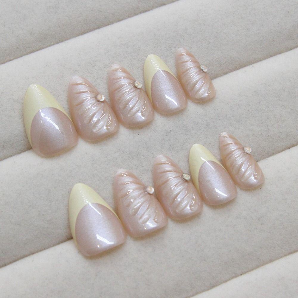 French False Nails Long Almond Nail Tips New Press On Nails DIY