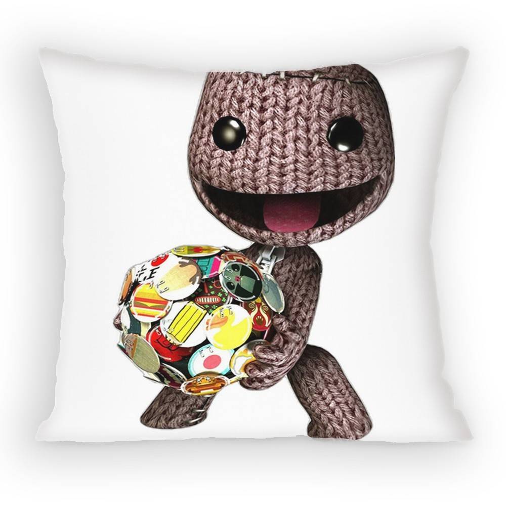 Funny LBP Sackboy Cartoon Style Pillow Case Antidustmite Pillowcase Invisible zipper silky short plush Sofa cushion cover