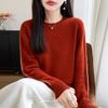 2026 Winter Pure Wool Color Block Knit Sweater - Thick, Double-Ply, Round Neck, Long Sleeve