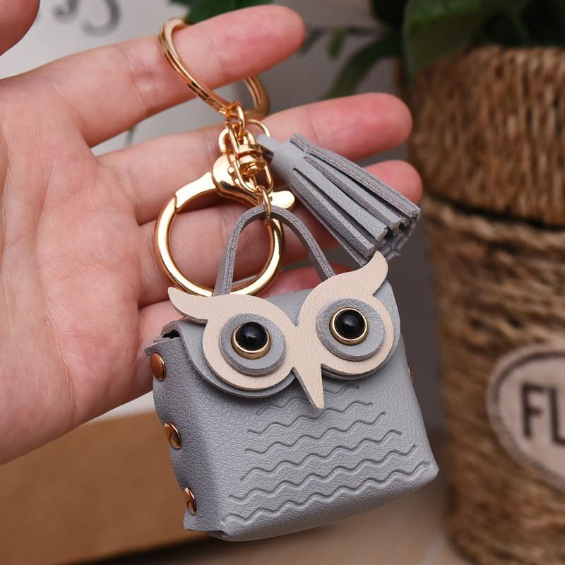 Trendy Leather Owl Coin Purse & Keychain - Cute Bag Charm & Couple's Pendant