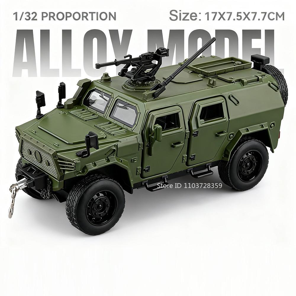 1:32 DongFeng MengShi Pantserwagen Model Speelgoed Metaal Diecast Off-road Voertuig Deuren Openen Pull Back Geluid Licht Decoratie Modellen