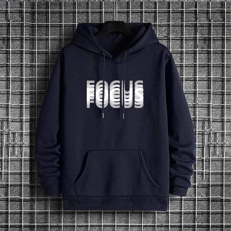 Urban Lifestyle Men Hoodie 2025 Streetwear Fashion Hip Hop Hooded Sweatshirt Male Trend Casual Hoody Focus Letter Print Pullover