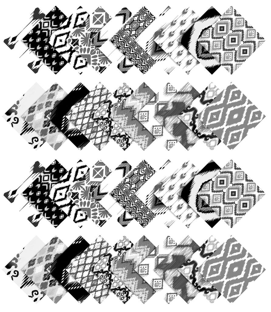 Soimoi Ikat Print Precut 5-inch Cotton Fabric Quilting Squares Charm Pack DIY Patchwork Sewing Craft- White &