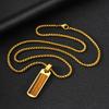 Vnox Vertical Bar Necklaces for Men Boys, Stainless Steel Rectangle Pendant, Gold Color Box Chain Trendy Necklace Jewelry Gifts