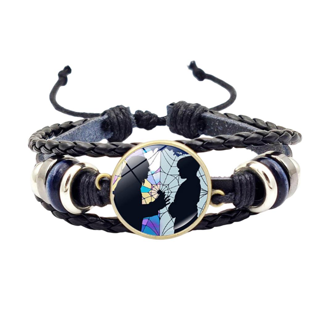 Vintage Leather Bracelets With Cartoon & Text – Adjustable Fashion Wristbands For Daily Wear, Personal Style Statement, Collection, And Gifting