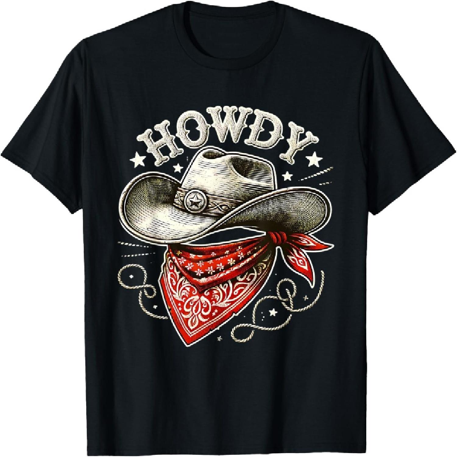 Привет Ковбойская Шляпа Западная Футболка XXXXXL разноцветный