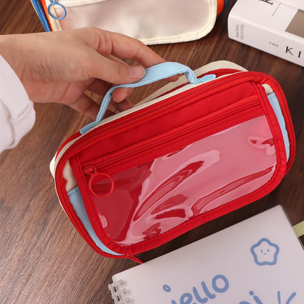 Zipper Pencil Bag Multi Layers Makeup Bag Kawaii Stationery Storage Bag  Office Supplies