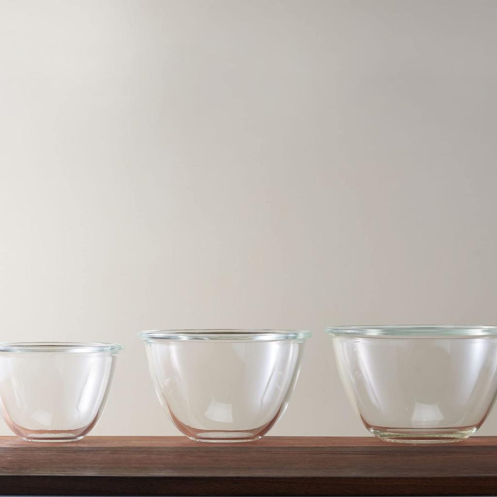 HARIO Heat-Resistant Glass Bowls, Clear, Made in Japan, MXP-3704, Set of 3