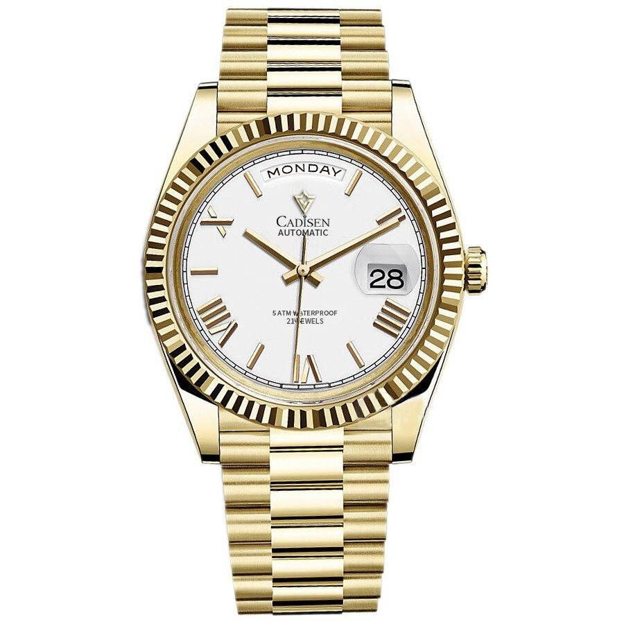 CADISEN Orologio Meccanico Automatico Uomo - Vetro Zaffiro, Impermeabile 10 ATM, Cinturino Acciaio - Regalo Business