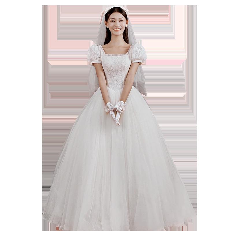 Light main wedding dress bride wedding dress simple temperament super fairy light wedding dress small dress women