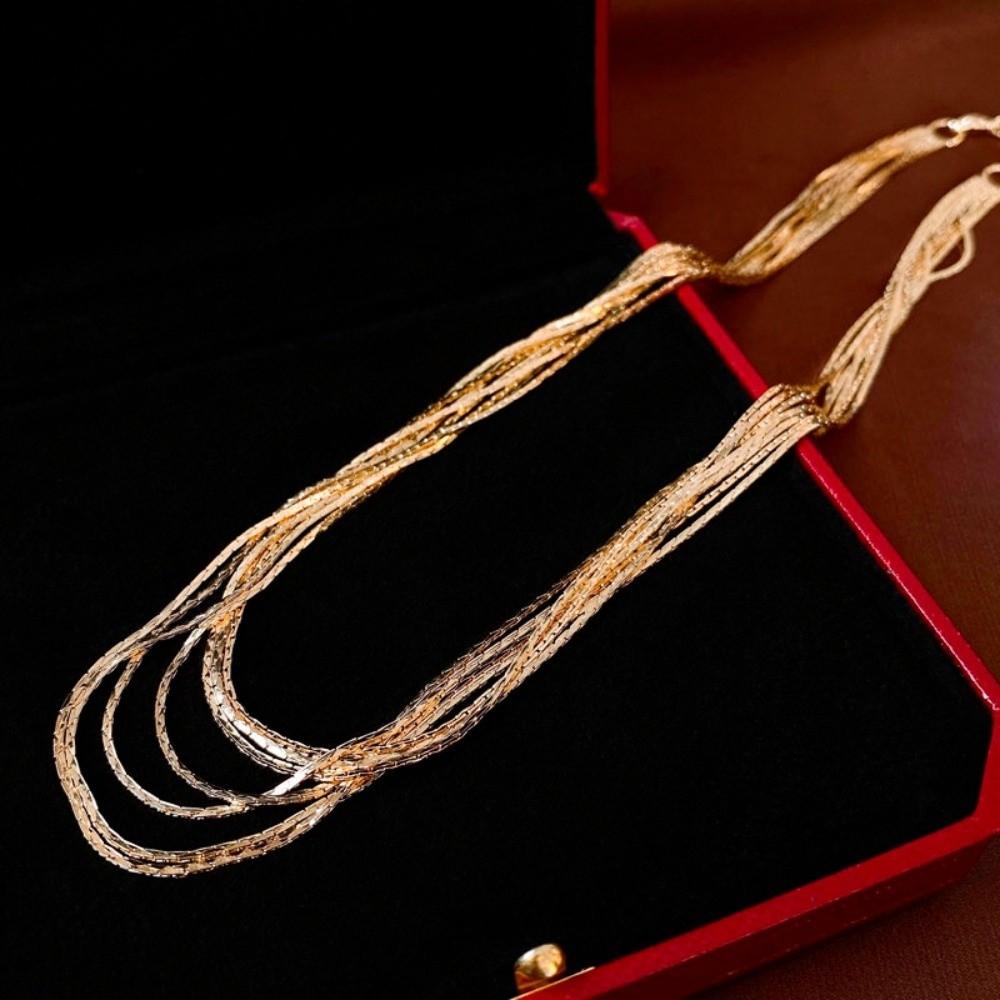Copper Link Long Tassel Choker Exquisite Luxury Jewelry Multi-Layer Tassel Necklace Wedding Bridal