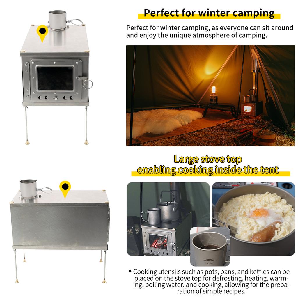 Foldable titanium wood-burning stove lightweight compact durable portable folding wood burning outdoor camping hiking bushcraft