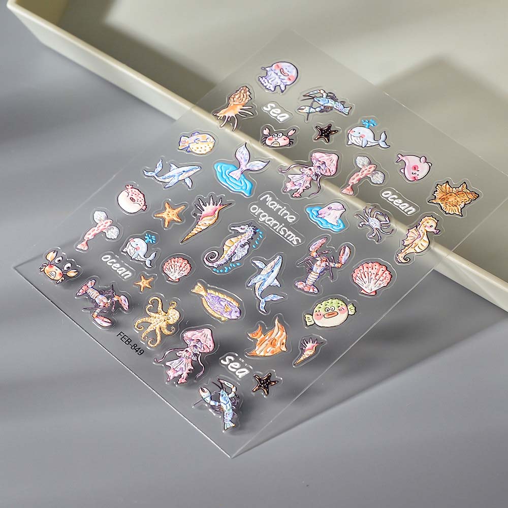 Dolphin Ocean Nail Stickers Sea Jellyfish Ocean Nail Decorations Jelly Ocean Nail Decals  Seaside