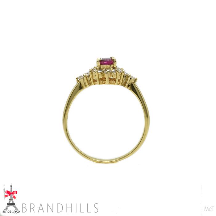 SEIKO Jewelry Ruby Diamond K18 Yellow Gold Size 0.37ct 0.28ct Ring, YG, #13