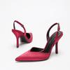 Sandalias de Verano 2025 para Mujer, Estilo Retro Francés, de Seda, con Tira Trasera y Tacón de Aguja