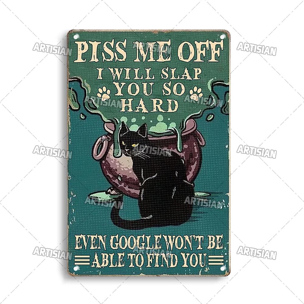 Artisan Halloween Katze Metallschild Salem Sanctuary für heimatlose Katzen Dekorative Blechplatte Wanddeko Garage Bar Pub Club Küche