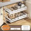 Punch-Free Under-Mount Kitchen Cabinet Pull-Out Dish & Bowl Storage Rack