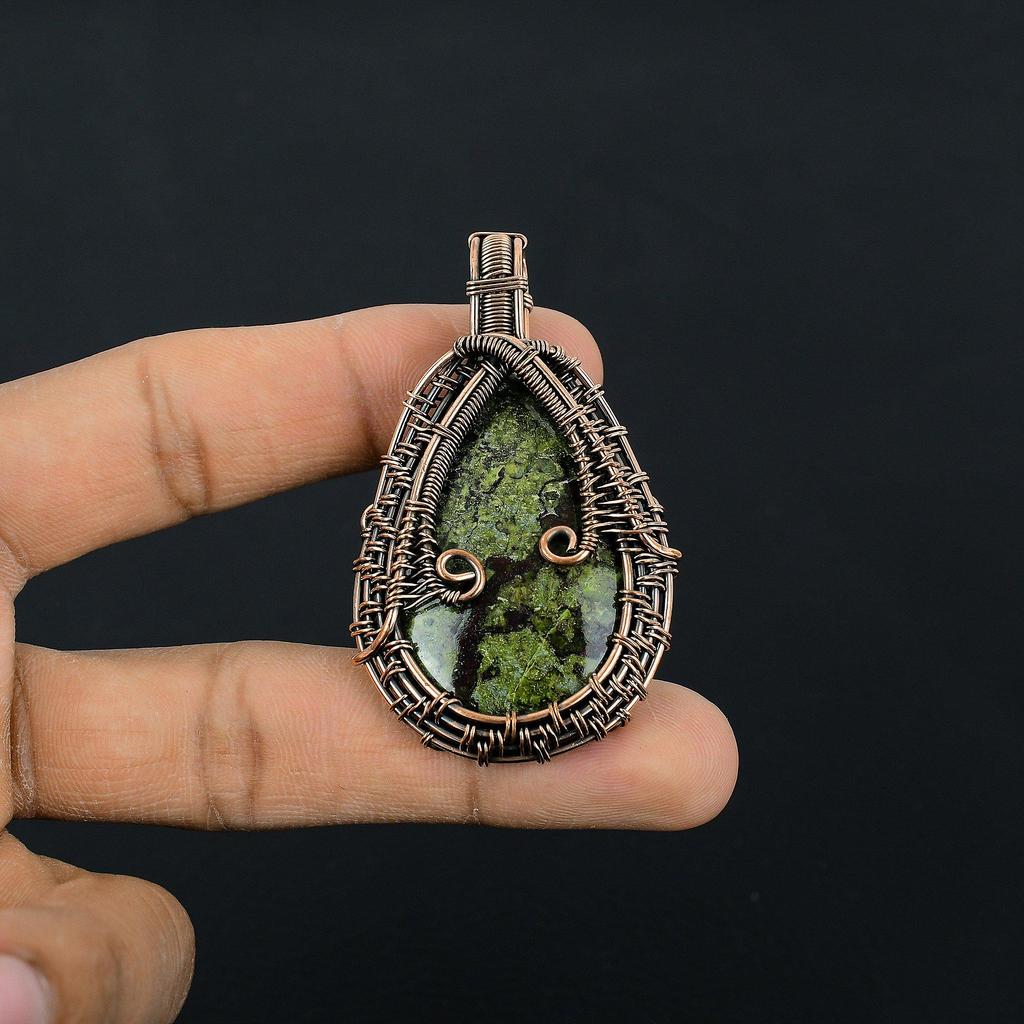 Dragon Blood Jasper 999 Copper Wire Wrapped Pendant, Handmade Gemstone Pendant Jewelry, Gifts For Wife Brand New Pendant