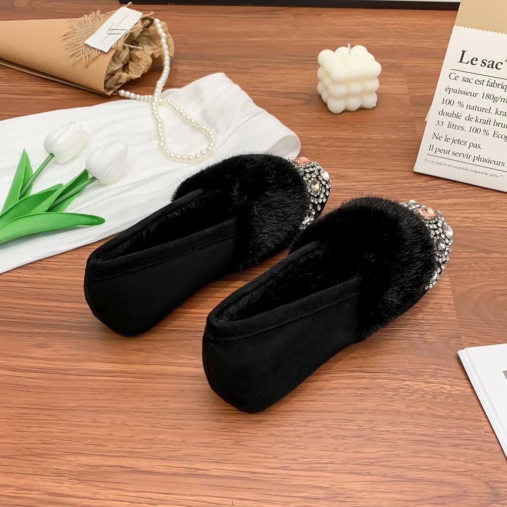 2025 winter new Mao Mao shoes women's shiny diamond platform cotton shoes women wear high-end thick velvet shoes children